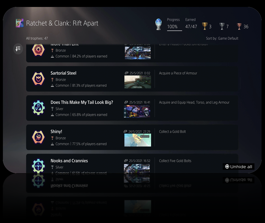 Playstation 5 trophy screen redesign image